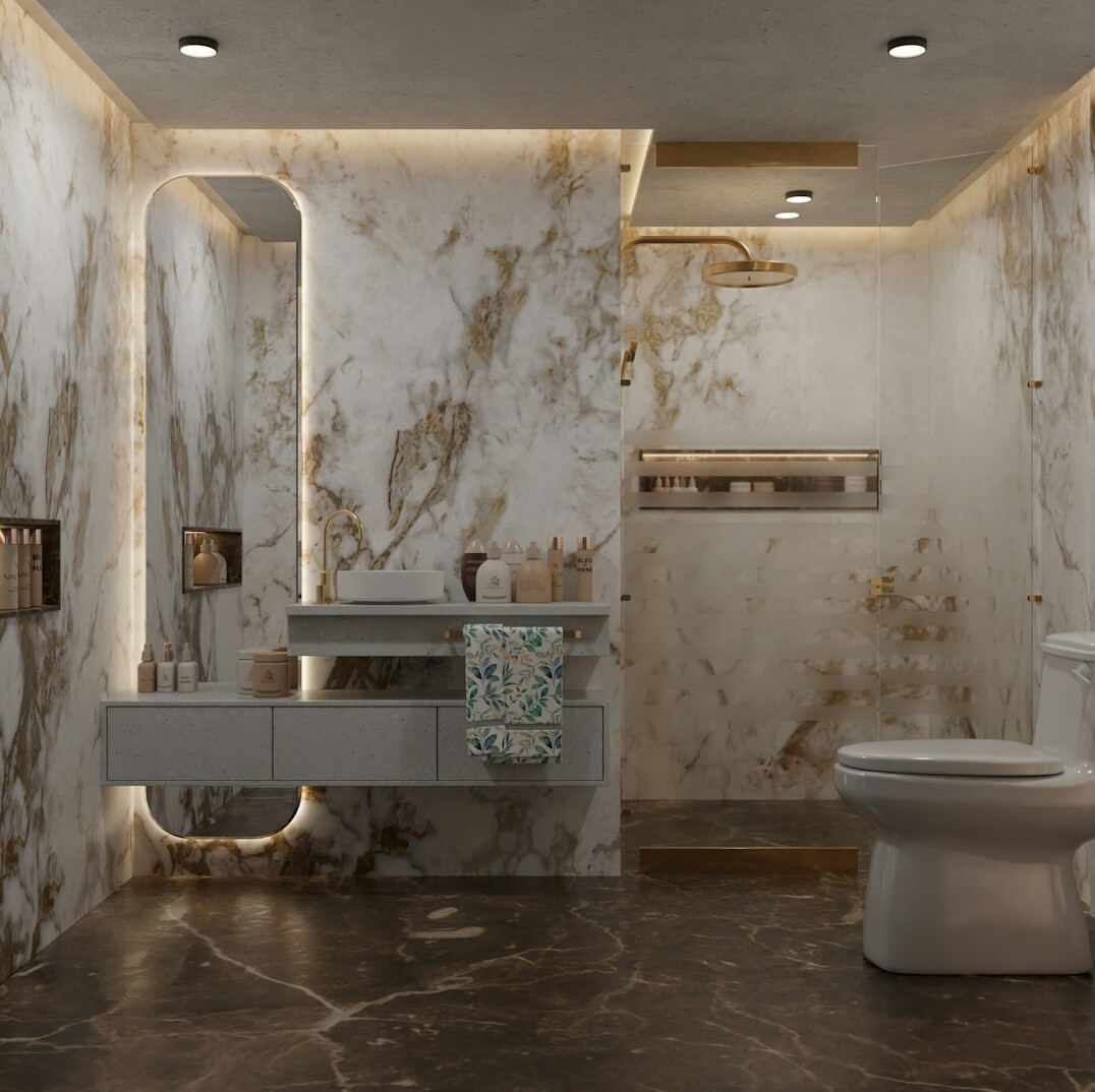 luxury bathroom with marble